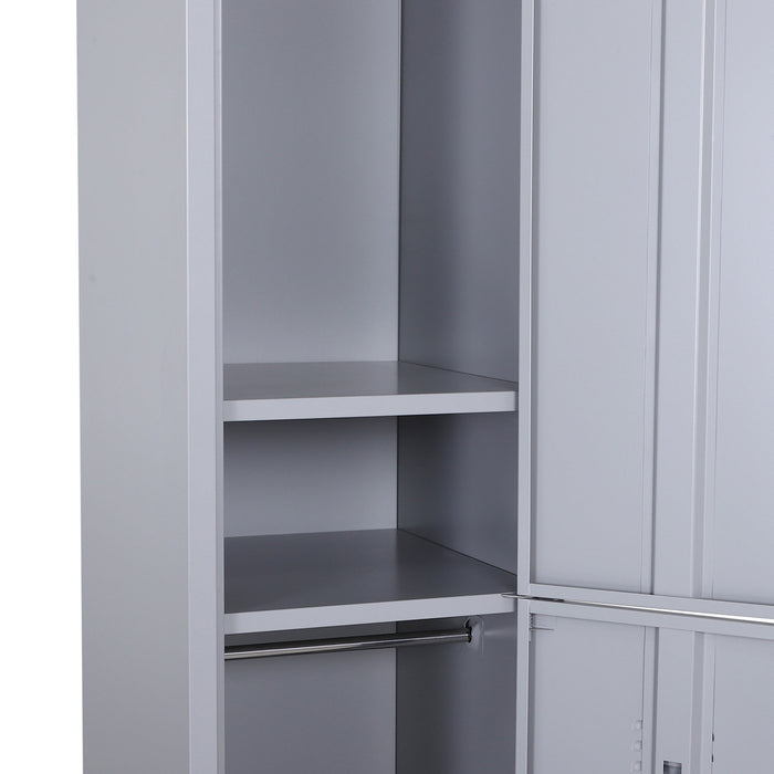 Vertical Grey Locker Cabinet - Cold Rolled Steel Storage with Shelves - Space-Saving Cupboard for Office and School Organization, 38 x 46 x 180 cm