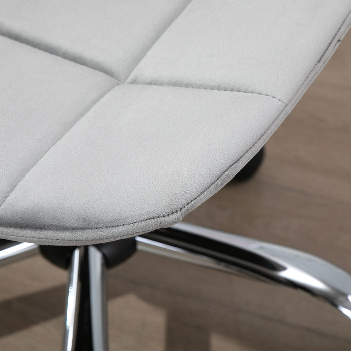 Ergonomic Velvet Task Chair - Adjustable Height, Armless Design with Wheels - Perfect for Home Office, Study, or Bedroom Comfort