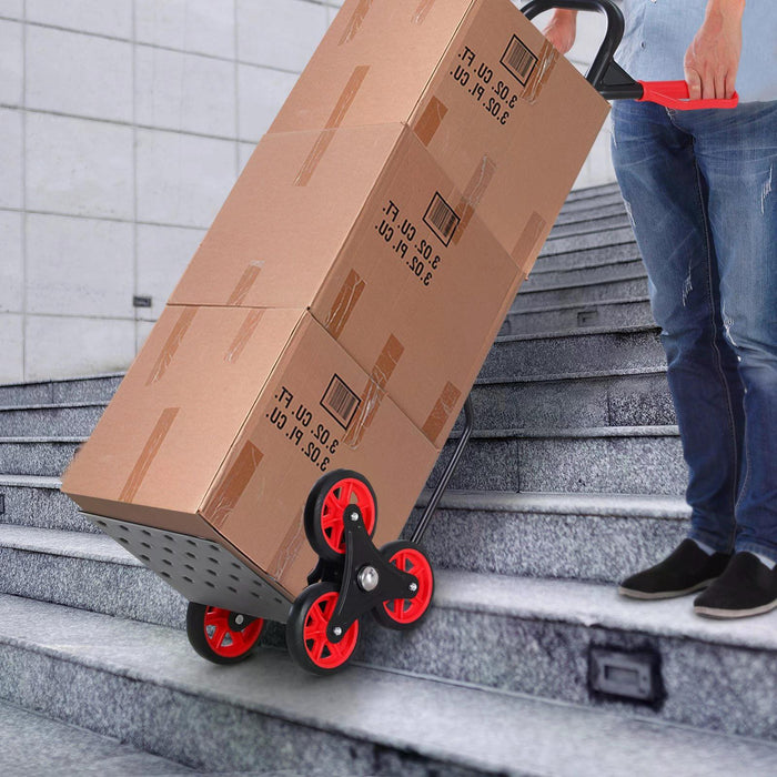 Heavy-Duty Steel Climbing Trolley - 6-Wheel Hand Truck Cart, 150kg Load Capacity - Ideal for Moving Heavy Loads Upstairs