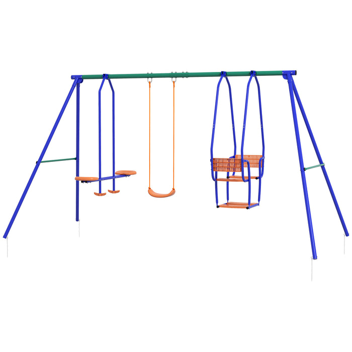 Metal Trio Playset - Swing, Glider, and Rocking Chair for Children in Vibrant Orange - Fun Outdoor Activities for Kids