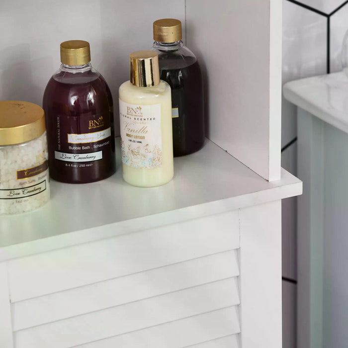 Tallboy 6-Shelf Freestanding Bathroom Cabinet - Ample Storage Cupboard Tower for Bathroom Organization - Stylish White Furniture for Home Space Optimization