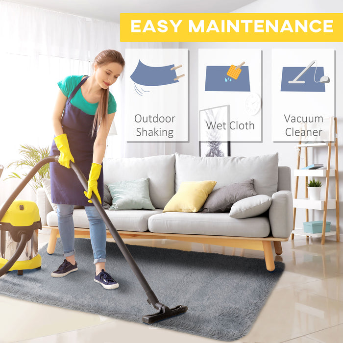 Brown Fluffy Shag Rug - Soft, Shaggy Area Carpet for Living Spaces - Cozy Flooring for Bedroom, Living Room, Dining Area, 90x150 cm