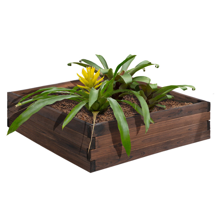 Wooden Raised Garden Bed Planter - 80x80x22.5cm Outdoor Grow Containers for Flowers & Vegetables - Ideal for Patio Spaces