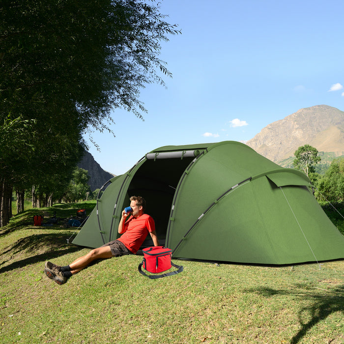 Camping Tent for 4-6 People - Dual Bedroom, UV-Protected Sun Shelter Tunnel Design - Ideal for Family Hiking and Outdoor Adventures