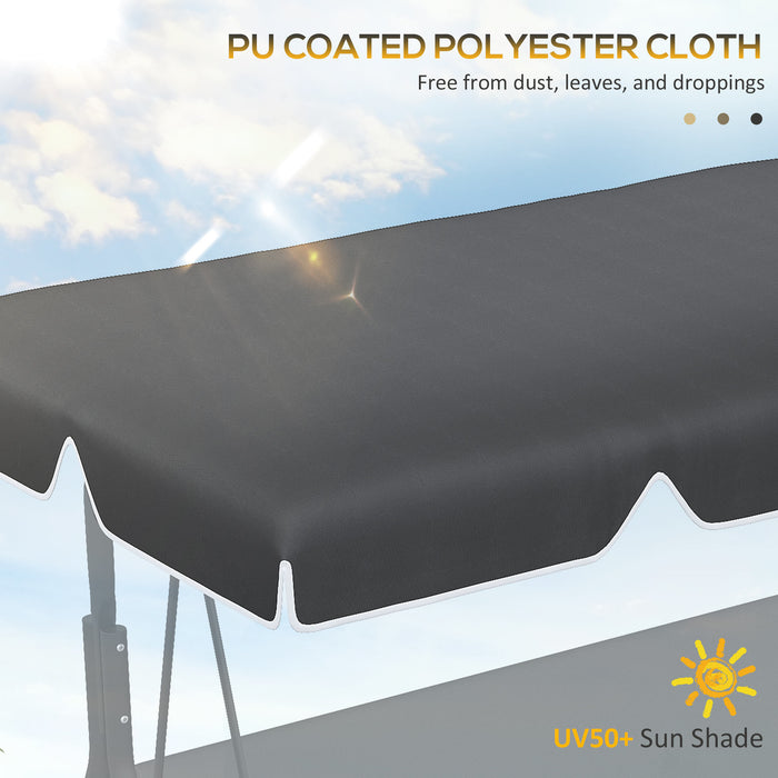 UV50+ Protective Canopy for 2-Seater Garden Swing - Weather-Resistant Sun Shade Cover Replacement, Black - Ideal for Outdoor Comfort and Relaxation