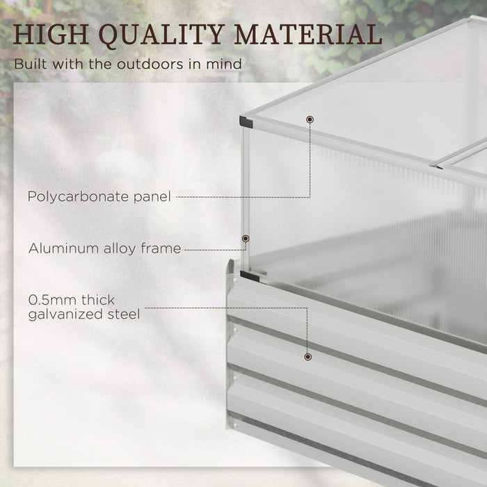 Galvanised Raised Garden Beds with Mini Greenhouse - Outdoor Planters with Cold Frame for Climate Control - Ideal for Growing Herbs and Vegetables
