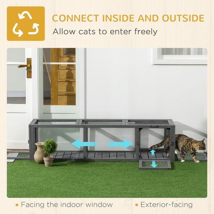 Extra Long 150cm Cat Tunnel - Durable Indoor & Outdoor Play Accessory with Multiple Entrances - Ideal for Cats, Rabbits & Puppies, Dark Grey