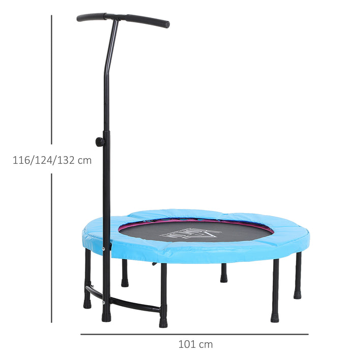 Blue 40-Inch Trampoline Rebounder with Adjustable Handle - Sturdy Home Fitness Jumper - Ideal for Indoor Exercise and Cardio Workouts