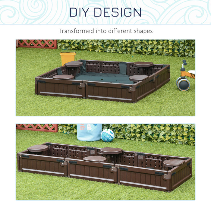 Kids Outdoor Sandbox with Waterproof Canopy - Protective Bottom Fabric Liner for Ages 3-12 - Ideal Children's Playset for Backyard Fun