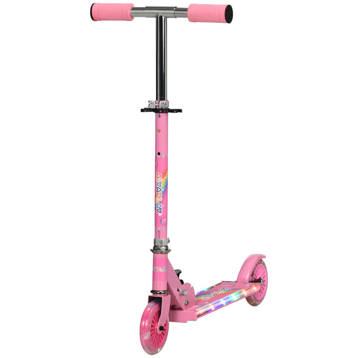 Kids Light-Up Scooter with Music - Adjustable Height, Foldable Frame, LED Wheels - Perfect for Ages 3 to 7, Pink Design