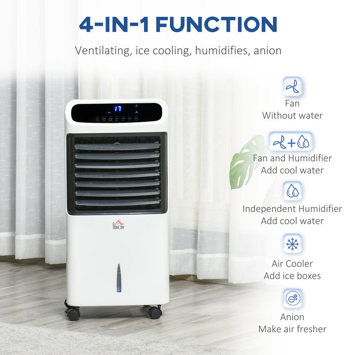 32" Mobile Air Cooler with Evaporative Anion Technology - Ice Cooling Fan, Water Conditioner, Humidifier with 3 Modes, Remote, Timer - Ideal for Home Bedroom Comfort and Air Quality Improvement