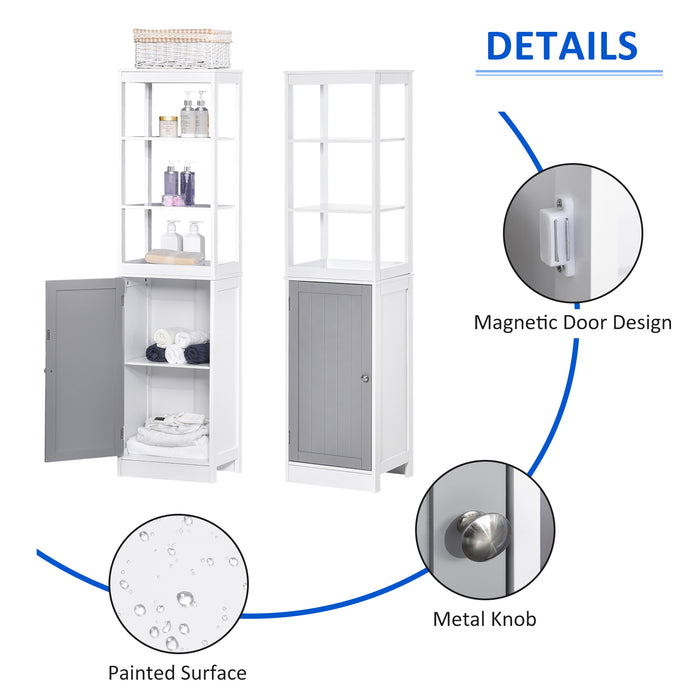 Slimline Tallboy Storage Cabinet - Free Standing, Multi-Purpose Organizer for Bathroom, Kitchen, Living Room - Space-Saving Solution for Home Organization