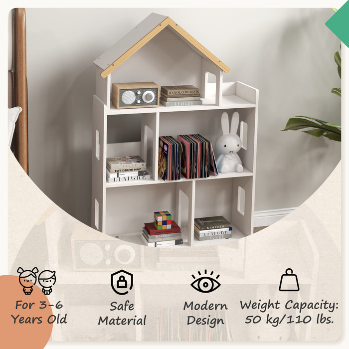 Kids Toy Organizer with 3 Shelves and 6 Cubbies - Sturdy White Storage Solution - Ideal for Playroom and Bedroom Organization
