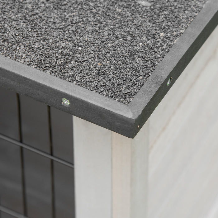 Rabbit Haven - Weatherproof Elevated Fir Wood Hutch in Grey - Perfect Outdoor Shelter for Bunnies