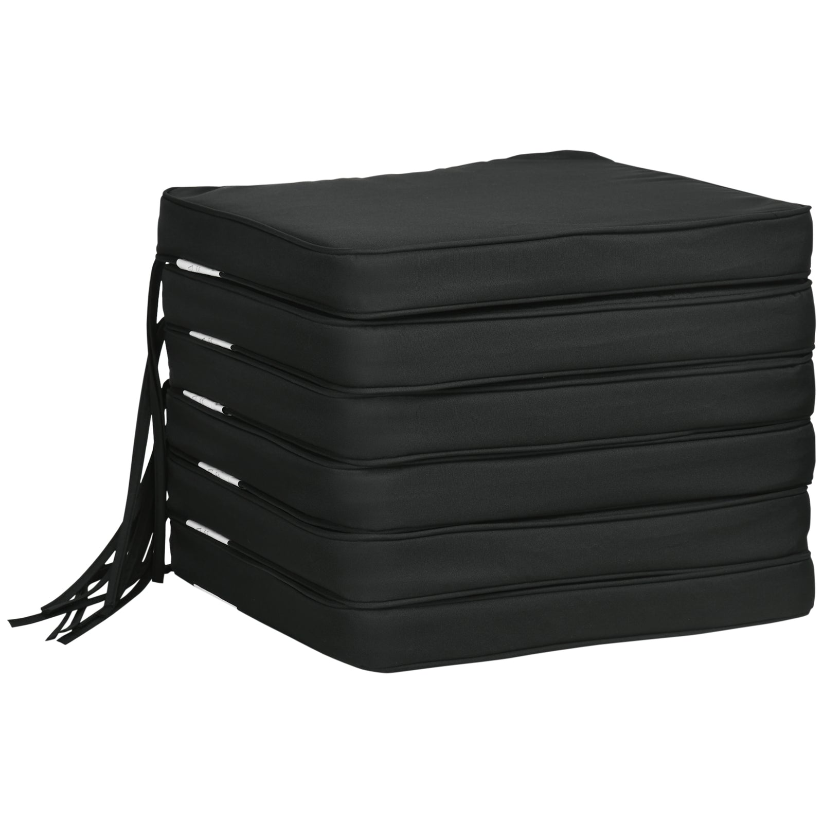 Chair Cushion Seat Pads, Set of 6 with Straps - Comfortable Indoor/Outdoor Dining Chair Enhancements - Removable Tie-On Design for Garden Patio Elegance, Black