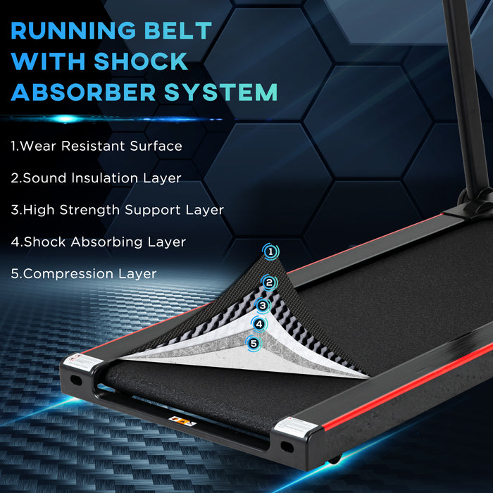 750W Compact Folding Treadmill - Electric Running Machine with 1-14km/h Speed, LED Display & Safety Button - Portable, Easy-Storage Design for Home Fitness Enthusiasts