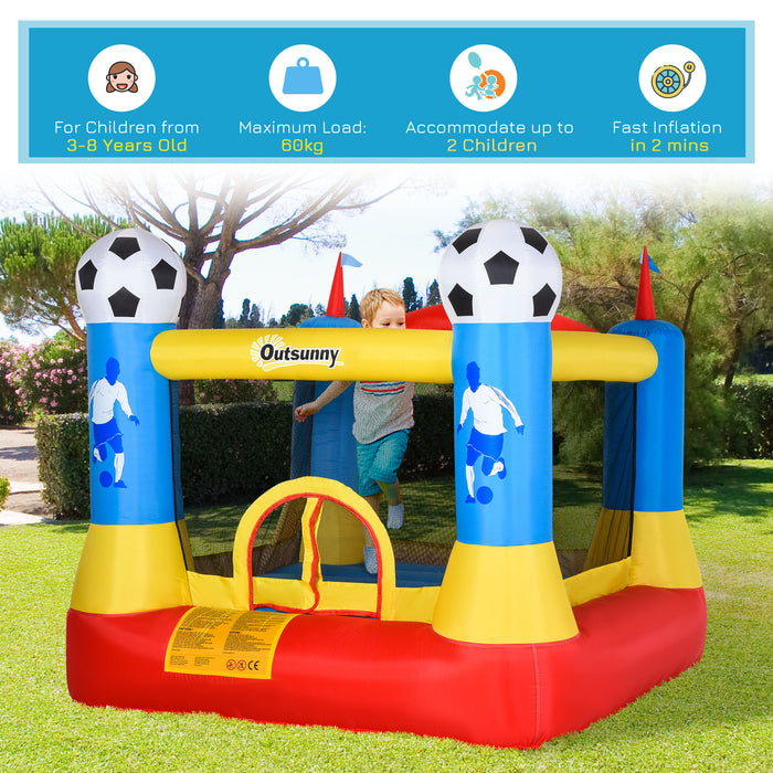 Kids Inflatable Bounce House - Football Field-Themed Trampoline with Included Blower, 2.25 x 2.2 x 1.95m - Ideal Play Area for Children Ages 3-12