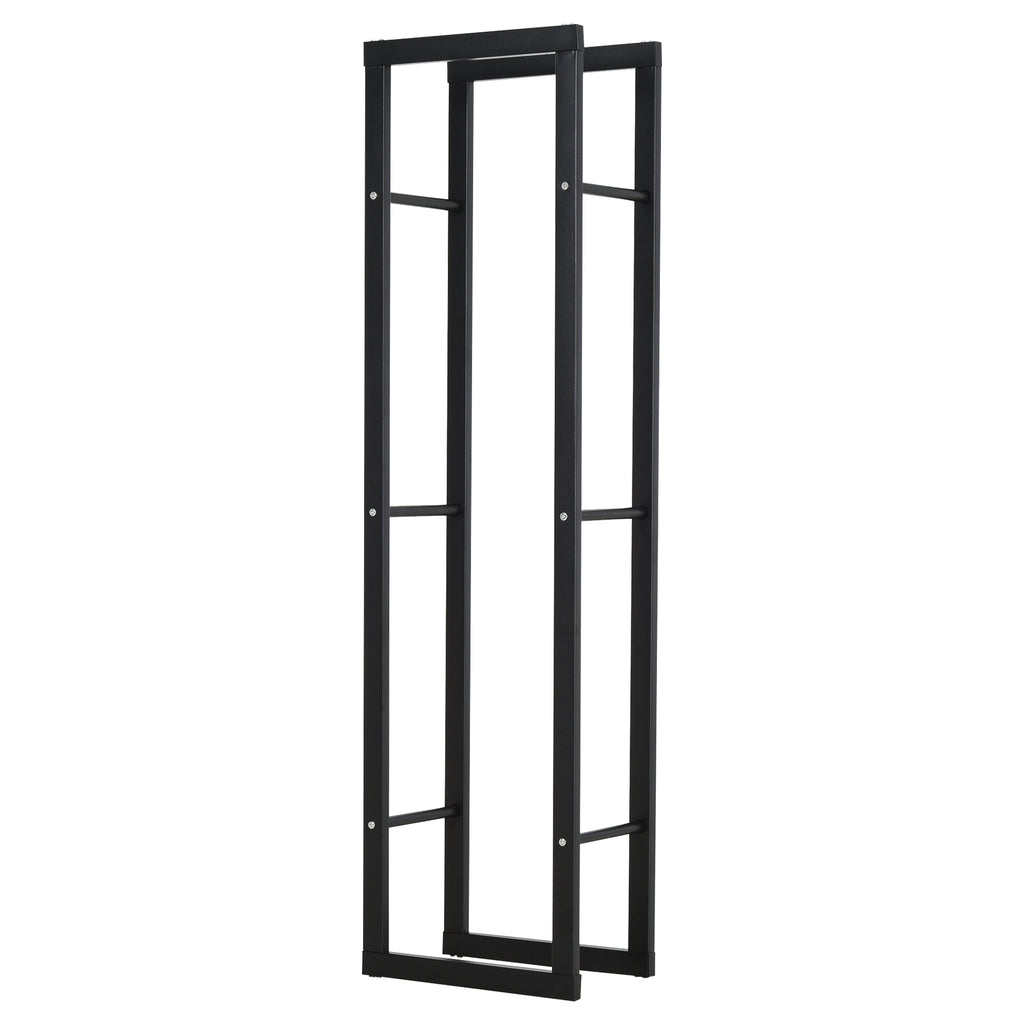 Double Tier Metal Firewood Rack - 150cm Tall Balanced Base with Side Rails for Indoor and Outdoor Use - Sturdy Fireplace Log Storage Solution