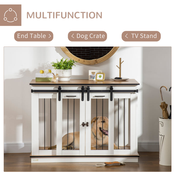 Double-Door Stylish Dog Crate Furniture - Spacious Wooden Cage for Both Large and Small Canines - Elegant Pet Housing Solution for Home Decor and Comfort