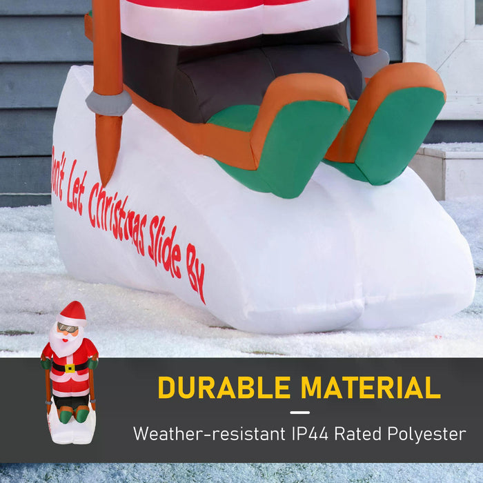 Santa Claus Skiing Inflatable - 4ft Tall Christmas Outdoor Display - Effortless Install for Festive Yard Decor