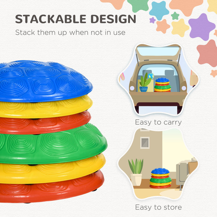 Kids Stepping Stones Set - 6Pcs Colorful Balance River Stones with Anti-Slip Bottoms - Fun Coordination & Sensory Play for Ages 3-8