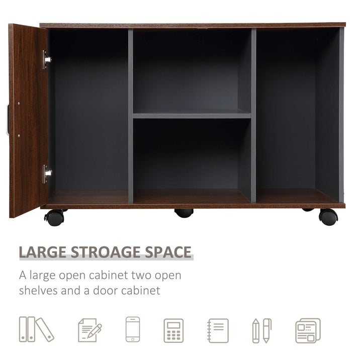 Mobile File Cabinet on Wheels - Legal & Letter-Sized Filing System with Printer Stand - Wooden Storage Solution for Home Office Organization