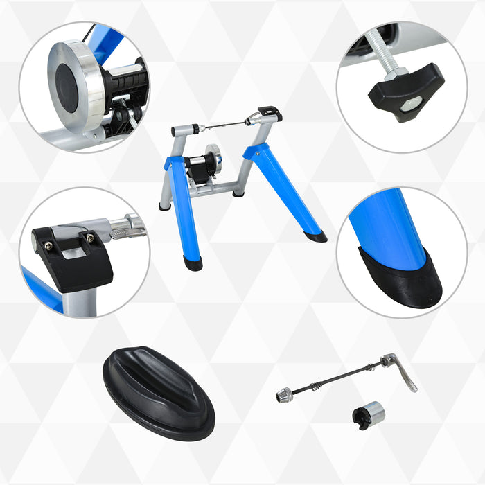 8-Level Steel Indoor Cycling Trainer - Stationary Exercise Bike Stand with Adjustable Resistance, Blue - Ideal for Home Cardio Workouts and Training