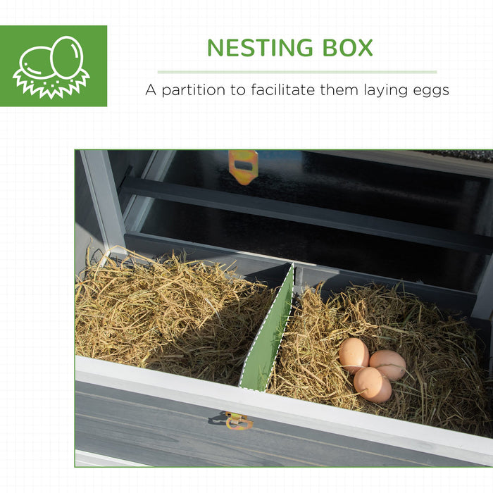 Deluxe Wooden Chicken Coop with Plant Box - Hen House, Nesting Box, Openable Roof, Outdoor Run, Removable Tray - Ideal for Poultry Care, 191.5x80x90cm