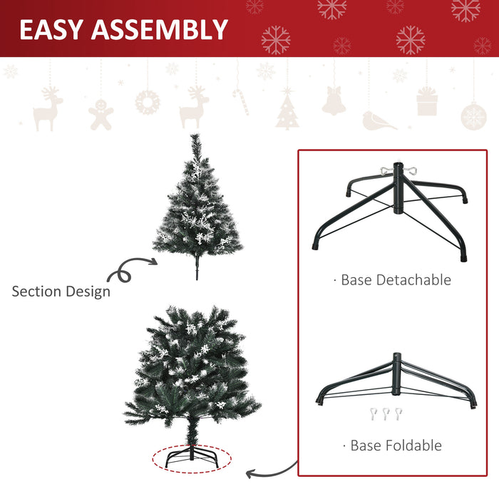 Artificial Snow-Dipped 5ft Pencil Christmas Tree - Lush Dark Green Holiday Decor with White Berries, Foldable Stand - Perfect for Indoor Festive Home Adornment