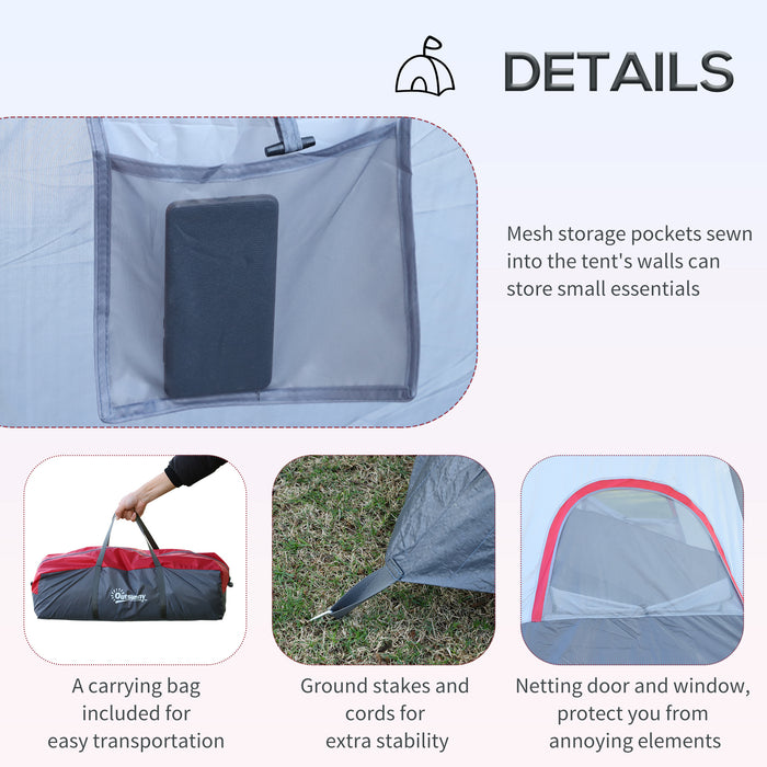 Dome Tent for 5-6 People - UV Protection, Water-Resistant Camping Shelter with Sun Shade Tunnel - Ideal for Family Camping and Hiking Adventures - Grey