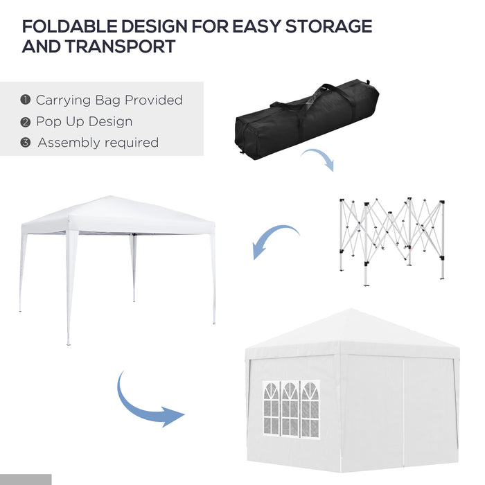 3x3m Pop-Up Gazebo Canopy - Wedding Party Tent Marquee with Windows & Carry Bag - Ideal for Outdoor Celebrations and Events