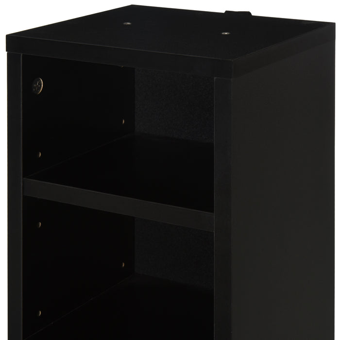 204 CD Tower Rack - Blu-Ray/DVD Media Storage Shelf with Adjustable Shelves - Organiser Set for Bookcase Display, Black