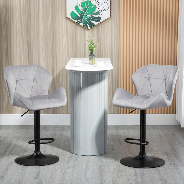 Velvet Touch Swivel Barstools with Backs - Set of 2, Adjustable Height, Metal Frame, Footrest, and Moulded Triangle Seat - Comfortable Seating for Kitchen, Bar, Entertainment Area