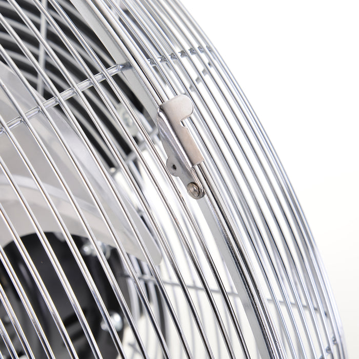 High-Velocity 20" Chrome Metal Floor Fan - Adjustable Tilt, 3-Speed Settings, Portable Design - Ideal for Home Office & Gym Use, Silver
