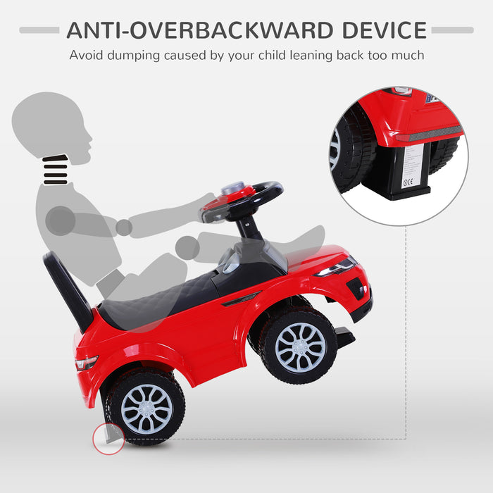 3-in-1 Ride-On Car for Toddlers - Foot-to-Floor Slider with Steering Wheel, Horn, and Under Seat Storage - Manual, Safe Design for Kids, Red