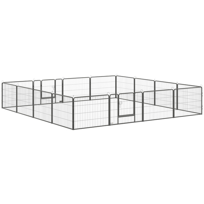 Heavy Duty 16-Panel Dog Playpen with Dual Entries - Portable Indoor/Outdoor Puppy Enclosure, 60cm Height - Ideal for Safe Pet Play & Training
