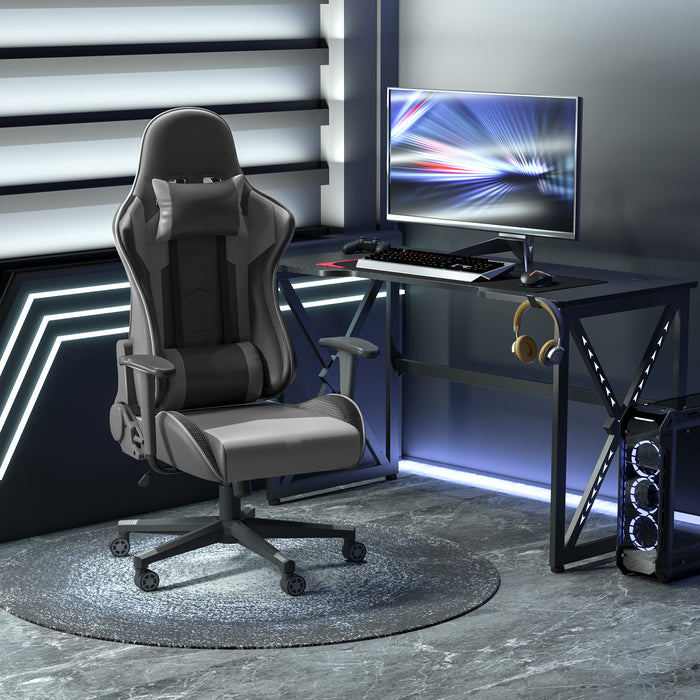 High Back Racing Gaming Chair - Ergonomic PU Leather Recliner with Headrest and Lumbar Cushion - Comfortable Seating for Gamers and Home Office Users