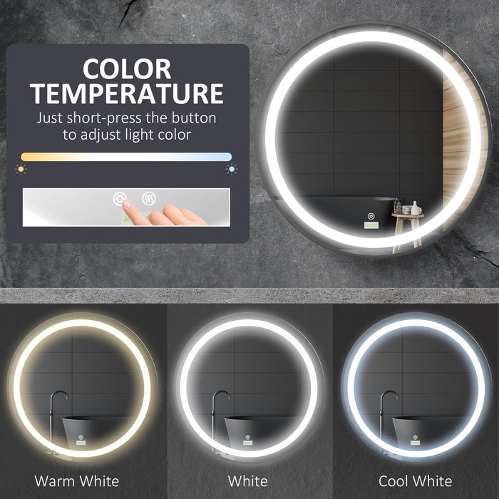 Dimmable LED Bathroom Mirror - Wall-Mounted Mirror with 3 Color Temperatures and Memory Function - Ideal for Style & Ambient Lighting