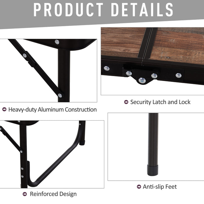 Height Adjustable 3ft Folding Table - Durable MDF Construction for Outdoor Activities - Perfect for Camping and Tailgating Events