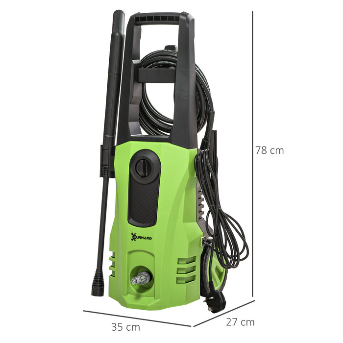 1800W High-Performance Pressure Washer - 150 Bar Max Pressure, 510 L/h Flow Rate, Portable Jet Wash Power Cleaner - Ideal for Garden & Car Cleaning