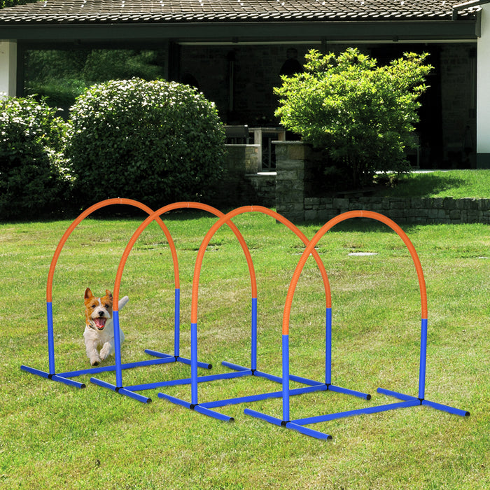 Portable Dog Agility Training Kit - 4 Piece Set in Blue - Ideal for Active Dogs & Pet Training Enthusiasts