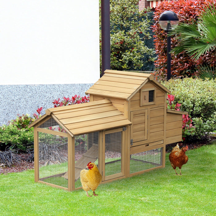 Outdoor Chicken Coop with Nesting Box - Small Animal Hutch, Hen Cage and Protected Run, 150.5x54x87cm - Ideal for Backyard Poultry Keepers