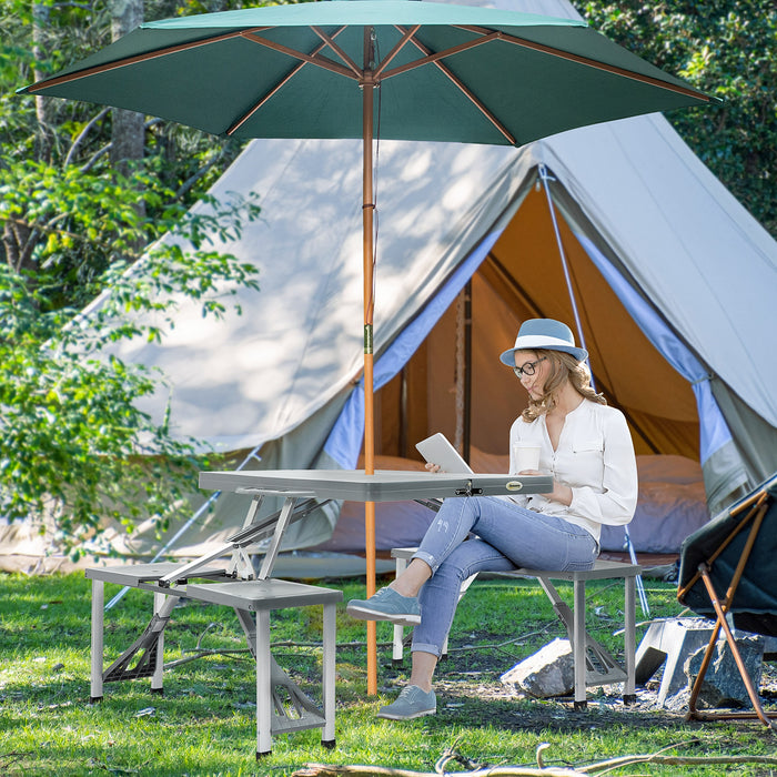 Foldable 4-Kids Outdoor Picnic Table - Compact Camping Set with Seats and Umbrella Hole - Ideal for Travel, Family Picnics & Garden Use