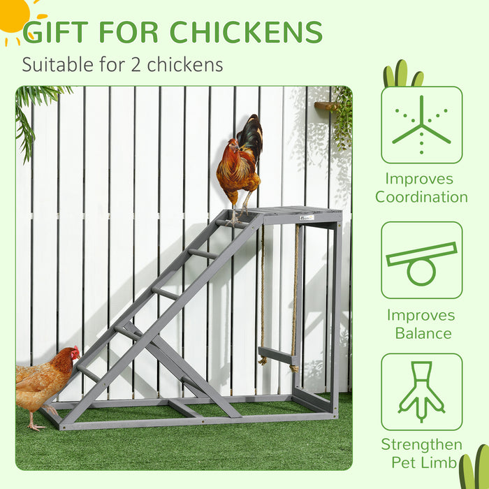 Wooden Chicken Coop Playset - Swing, Ladder & Platform Features in Grey - Ideal for Imaginative Playtime