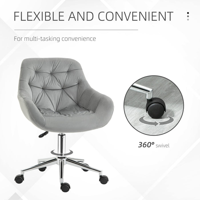 Velvet Ergonomic Home Office Chair - Comfy Computer Desk Chair with Adjustable Height & Supportive Arm/Back - Ideal for Extended Work Sessions