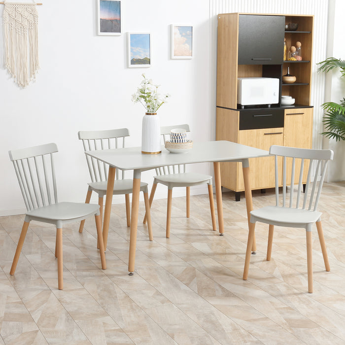 Space Saver 5-Piece Dining Set with Beechwood Legs - Compact Grey Kitchen Table with 4 Chairs - Ideal for Small Spaces and Cozy Nooks