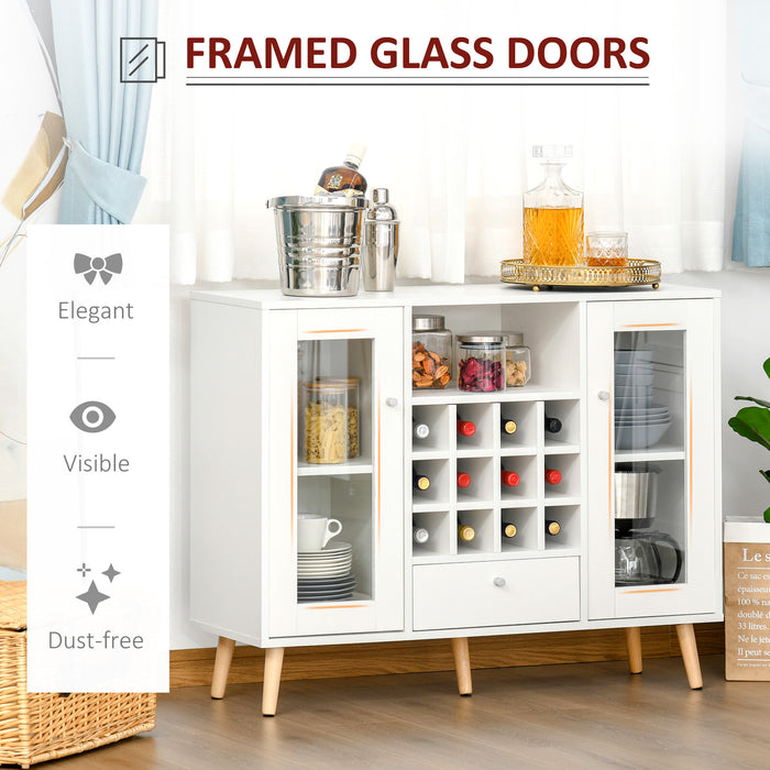 Modern Sideboard with Glass Doors - Elegant Storage Cabinet and Wine Rack - Ideal for Dining Room and Bar Organization
