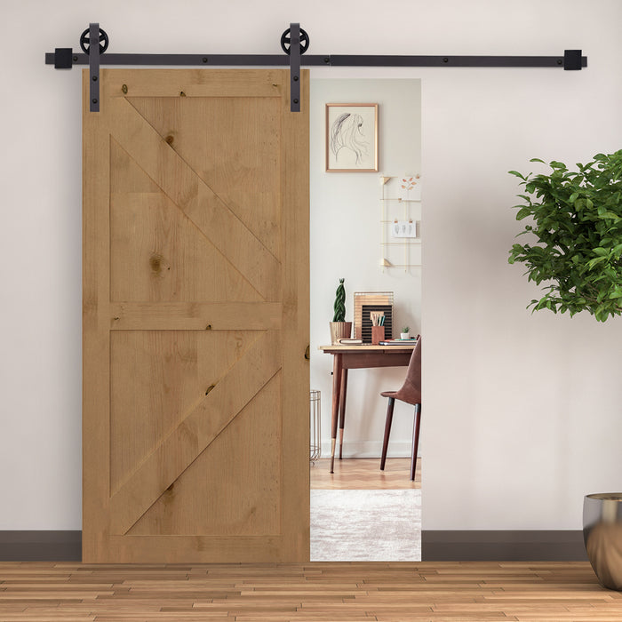 Modern Sliding Barn Door Hardware Kit - 6FT Track System for Single Wooden Door - Space-Saving Interior Design Solution