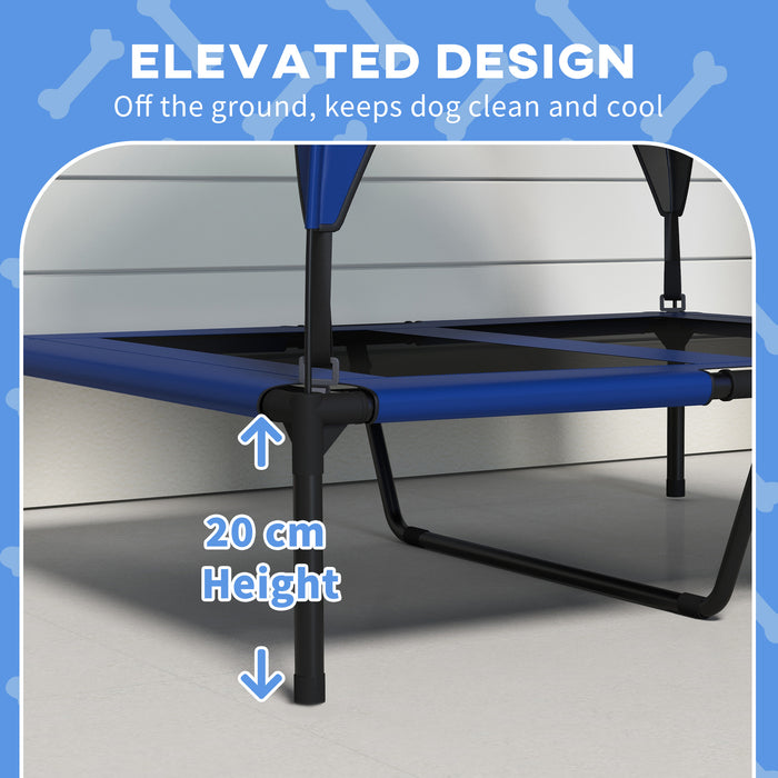 Elevated Cooling Dog Bed - 91 x 76 x 89cm Washable Breathable Mesh Cot - Ideal for Medium to Large Dogs, Dark Blue
