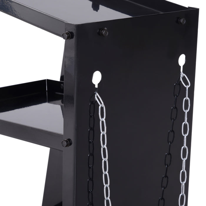 Welder Trolley Cart with Safety Chain - Durable Garage Cart for Gas Bottles, Equipped with Wheels - Black, Portable Organizer for Welding Professionals